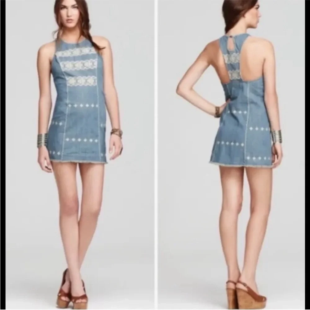 Free People Aztec chambray festival dress medium